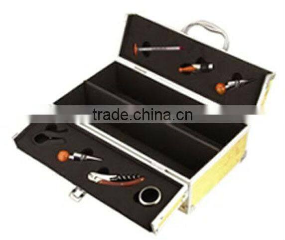 aluminum profile fireproof shell wine carrier case with lock and handle
