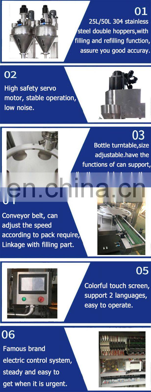 High Accuracy Automatic Pepper Milk Coffee Can Bottle Powder Filling Machine For Food & Beverage Shop