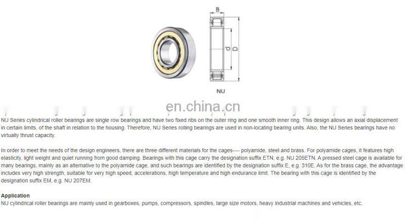 Quality guarantee best price NU2304 NU2305 NU2306E cylindrical roller bearing, roller bearing 30*72*27MM