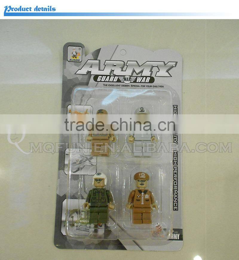 Mini Qute 4pcs/lot intellect boy collection models Army guard war action figure plastic building block educational toy NO.22792B
