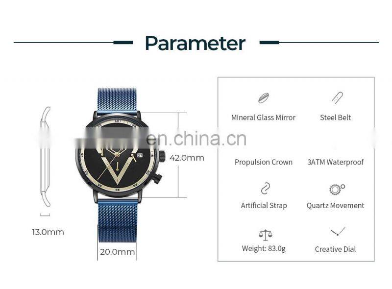 SINOBI Masculinity Multi-funtion Wristwatch Iron Triangle Dial Design Quartz Watch Wristwatches men watch luxury S9830G-D