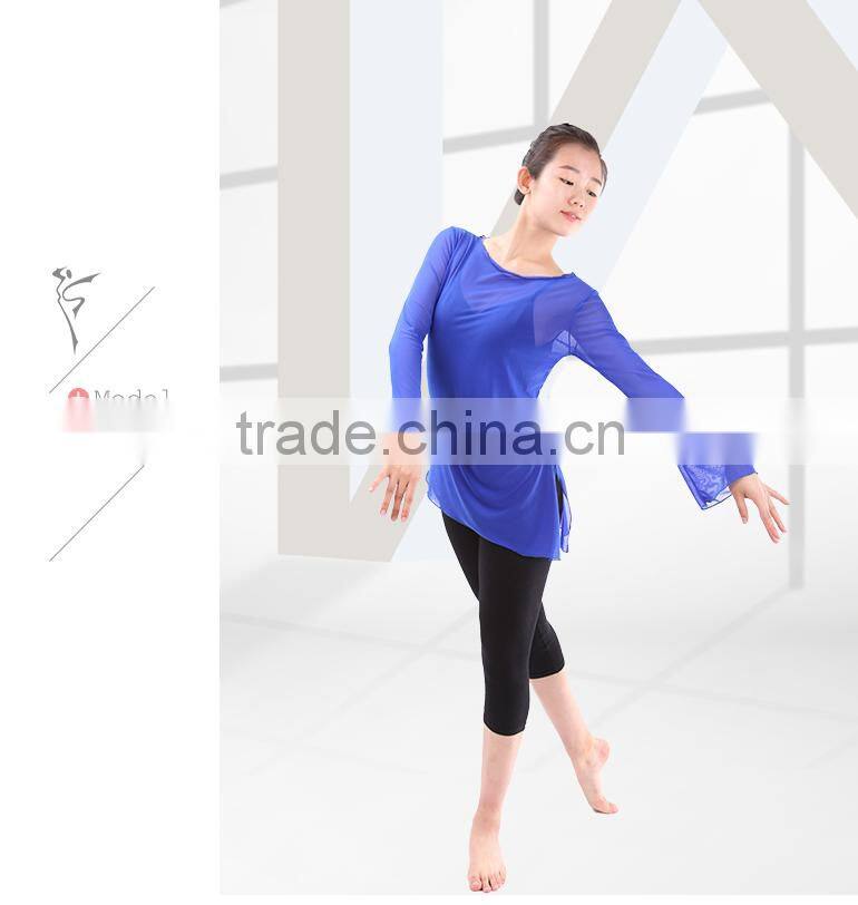 (WE01119) Ballet Warm Up, Dance Warm Up, Mesh Dance Tops, Long Sleeve Dance tops