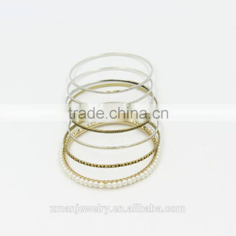2015 Fashion Jewelry Bracelet,Variety Metal Circle Pearl Bangle Bracelet