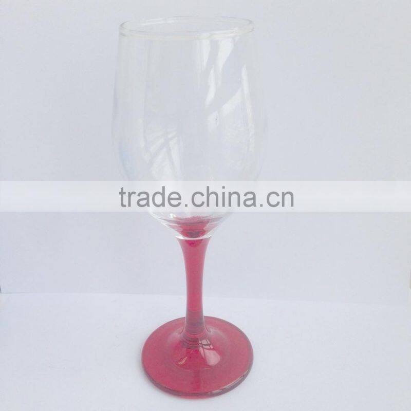 Wine glass with colored stem, yellow champagne glass, red wine glass