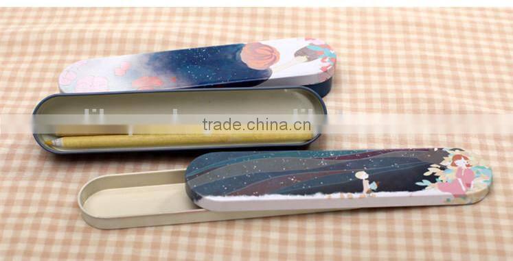 oval shape pencil box/tin pencil cased/ stationery storage tin box
