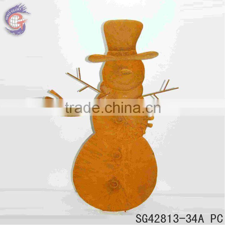 Garden decorative with rusty metal snowman ground sticks