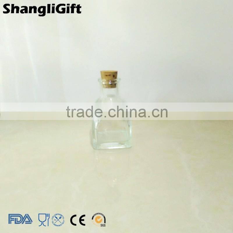Empty Air Freshener Bottles 100ml Square Glass Bottle With Cork For Sale