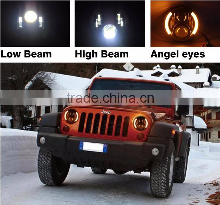 Multifunction off road 7" round led jeep headlight 80W for USA pickup trucks