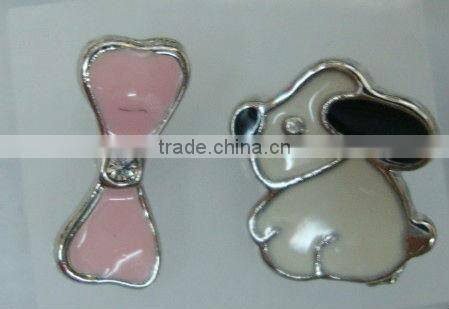 Lovely Enamel fish stud earring pins, fashion alloy stud earring pin with rhinestone