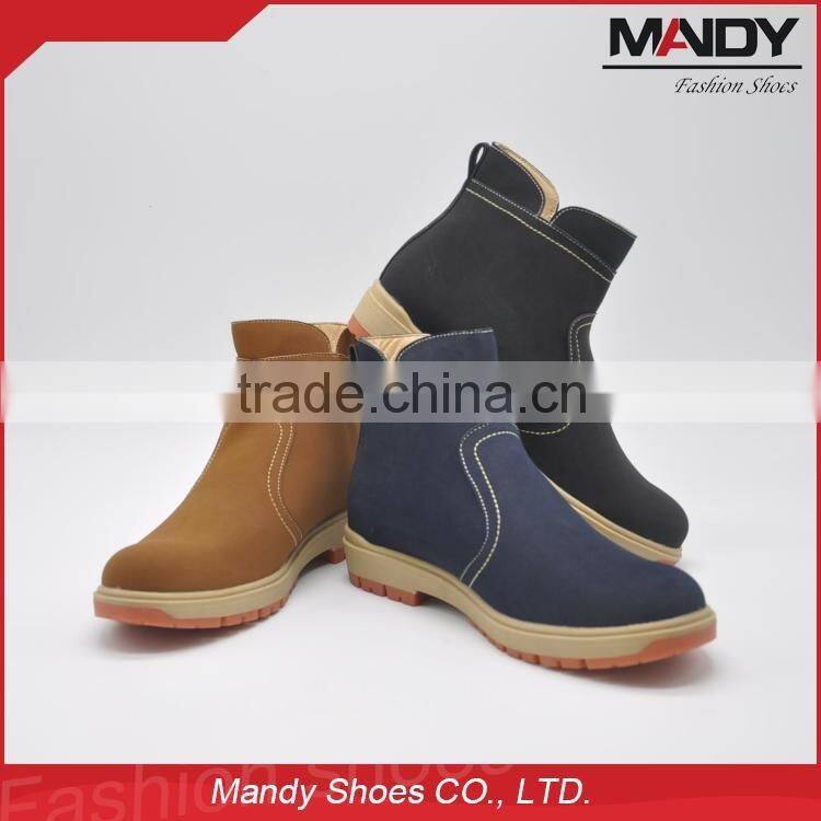 2016 Latest fashion high no lace work boots made in china