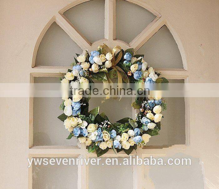 Custom simulation wreath door decoration pendant married the wedding floristry villa home decoration car wedding decoration blue