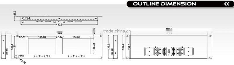 Live Scene dual 7'' dual touch monitor display VGA DVI LCD rack mount