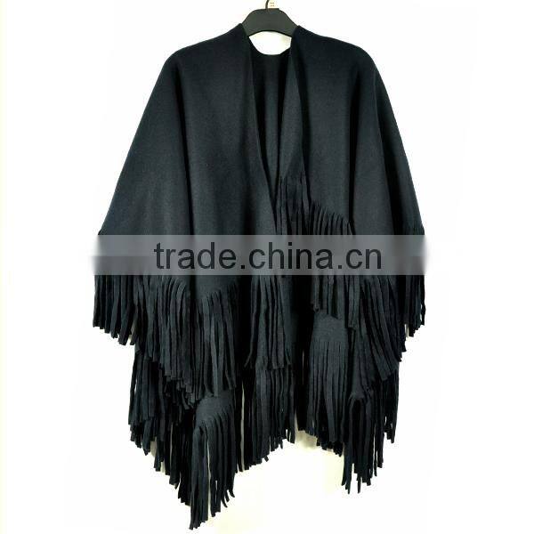 Fashion Factory Price Premium Lady Black Polyester Lace Shawl