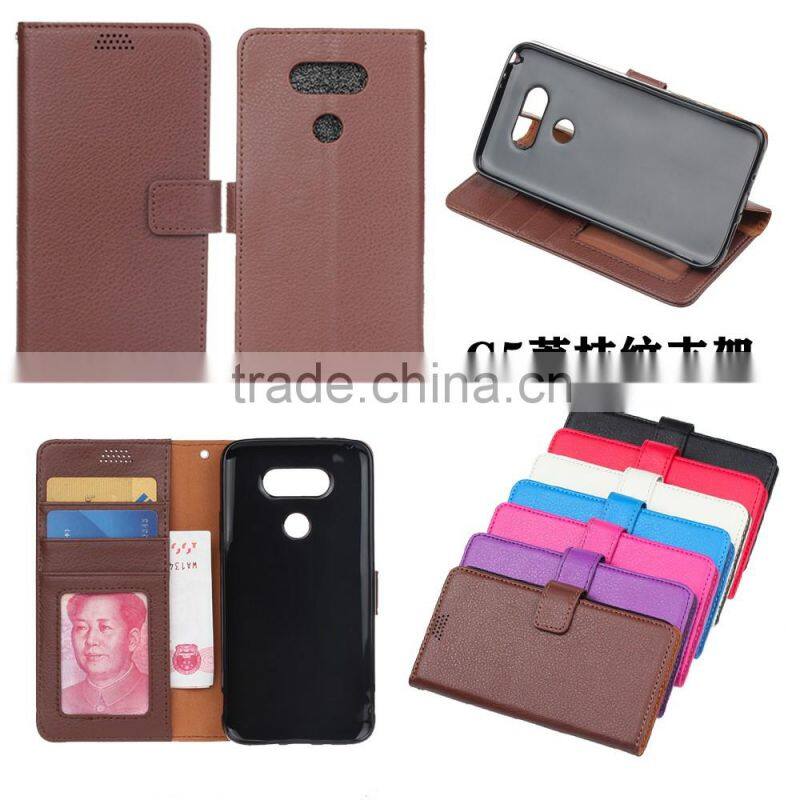 MMT Fashion Litchi Grain PU Leather Flip Case for LG G5 with Frame Card Slot Wallet Leather Case MT-5662