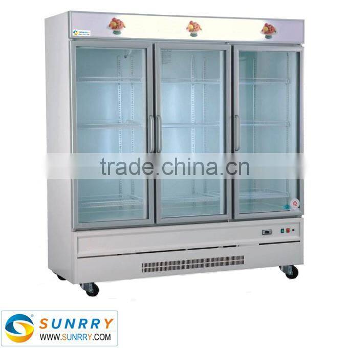 Commercial glass door supermarket used display refrigerator for fruits and vegetables