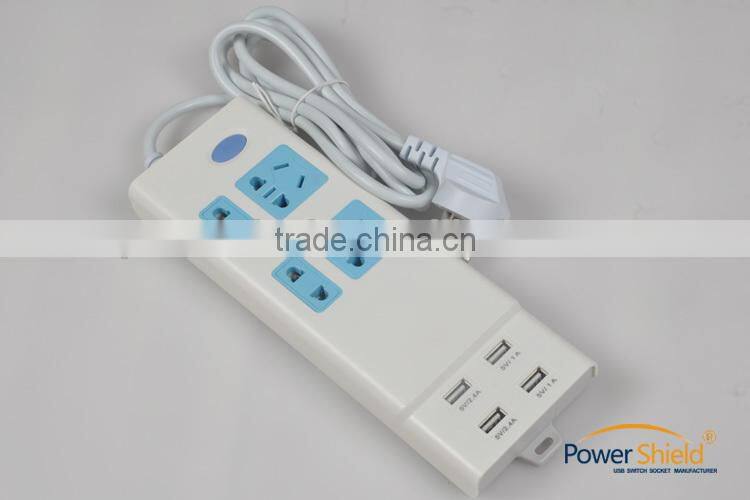 Universal /Middle East/ UAE/ Dubai 4 AC power supply + 4 USB socket Strip with Surge Protector 220V 16A