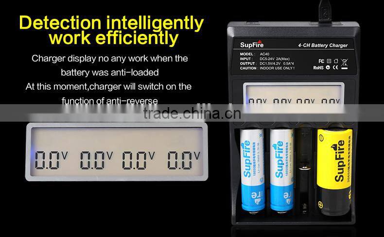 SupFire Intelligent Four-Slot Charger Use For 18650/16340/ 26650 Battery