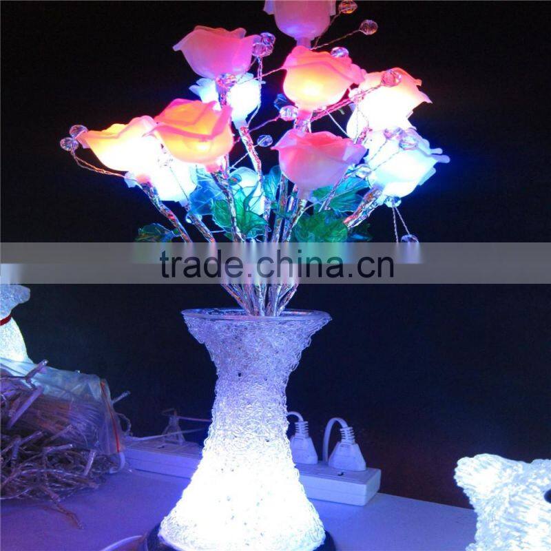 Led artificial flowers vase light for promoting