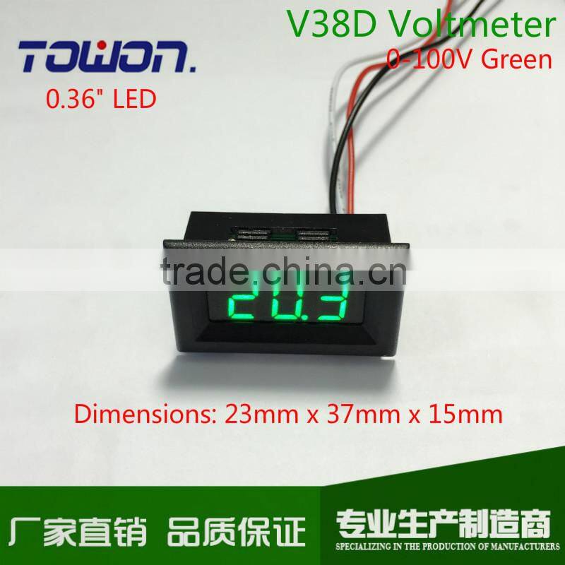 V38D 0.36" mini Digital DC Voltmeter DC 0-100V Digital LED Voltmeter Red green and blue available