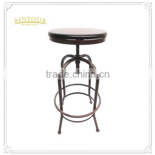 wholesale round wood and metal bar chair for home deco
