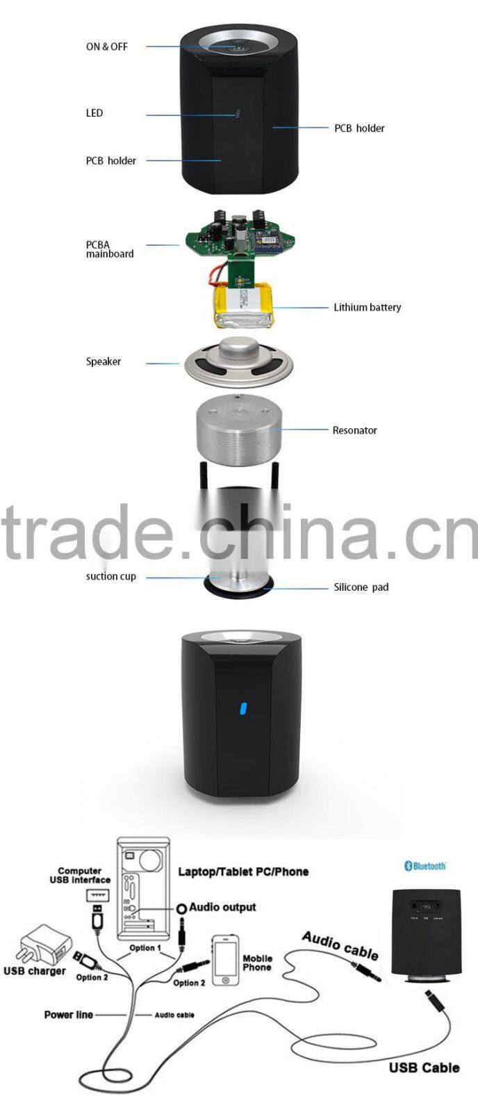 multifunction mini portable amplifier x3 bluetooth wireless vibration speaker