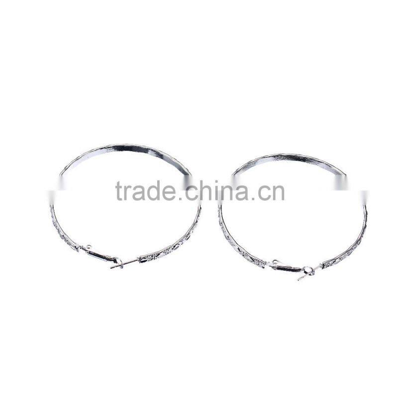 Fashion & Cheap Jewelry South Africa style Silver plating Big wide twinkling hoop earrings for girls