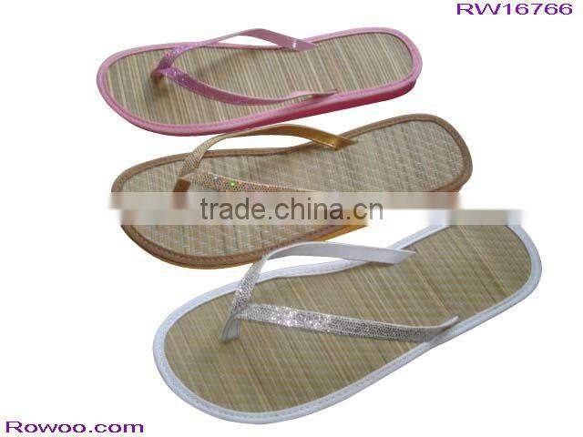 ladies' shiny straw slippers