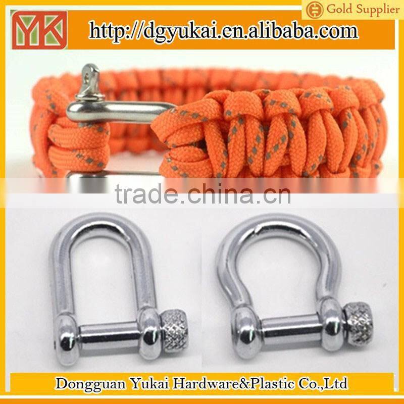 Yukai Silver zinc alloy shackle with 4 holes for paracord bracelet