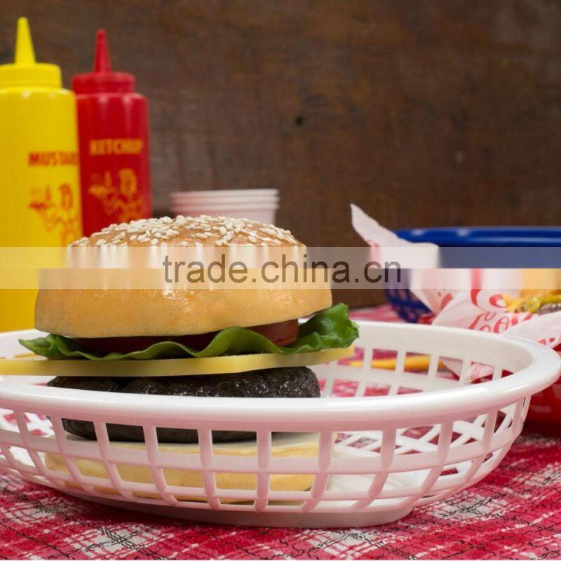12 Patriotic Deli Serving Baskets Foodservice Fast Food Basket Oval Plastic Truck Food Reusable Service Dinner Ware Restaurant