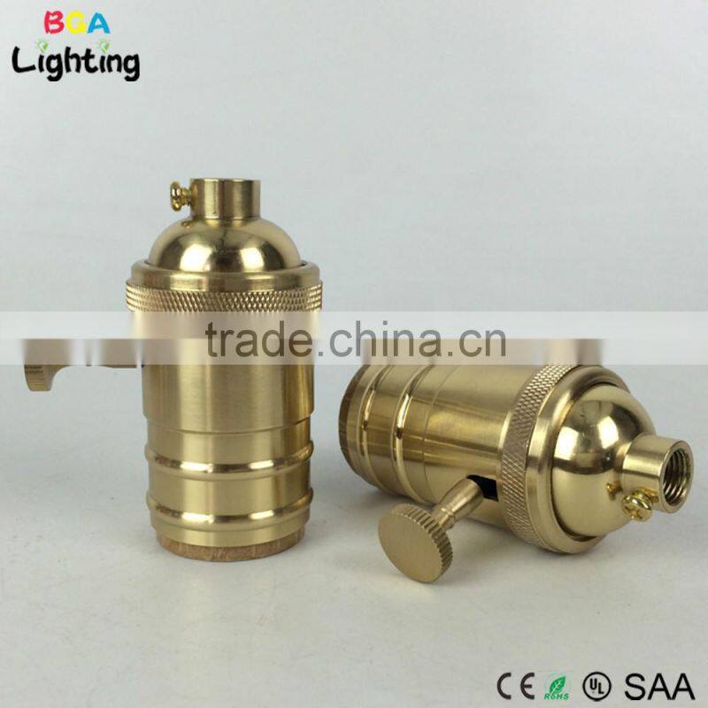 CE E27 Brass metal pendant lamp socket with switch