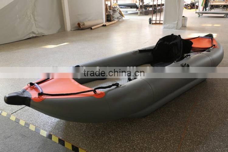 hot!!!(CE) PVC material 12ft 2-passenger inflatable kayak for sale with inflatable thwarts