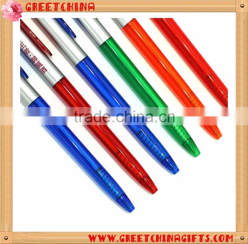Custom Colorful Transparent Barrel Press Plastic Pen
