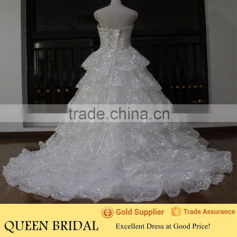 Real Works Luxury Bling Wedding Dresses Ball Gown in Turkey 2016