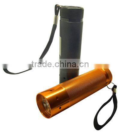 TE065 2015 Promotion Aluminum zoom in and out 9LED Flashlight With Lanyard