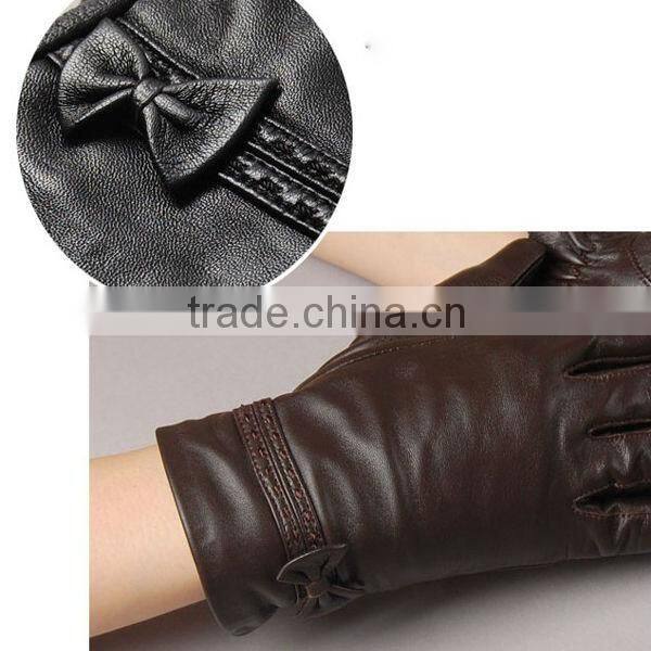 2014 Fancy Unisex Black Cut Finger Leather Glove
