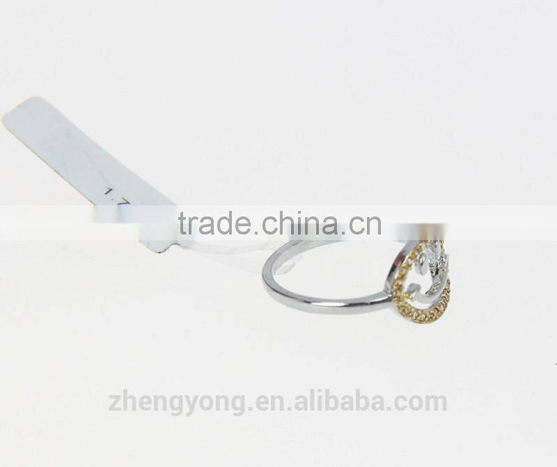 Sterling Silver Smile Face Ring With Gold Cubic Zirconia, Ladies Fashion Party Rings