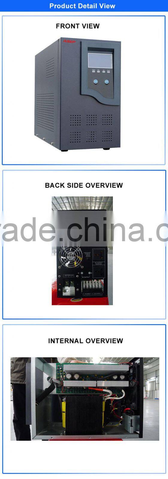 500W 2000W DC To AC Stackable Inverter Pure Sine Wave