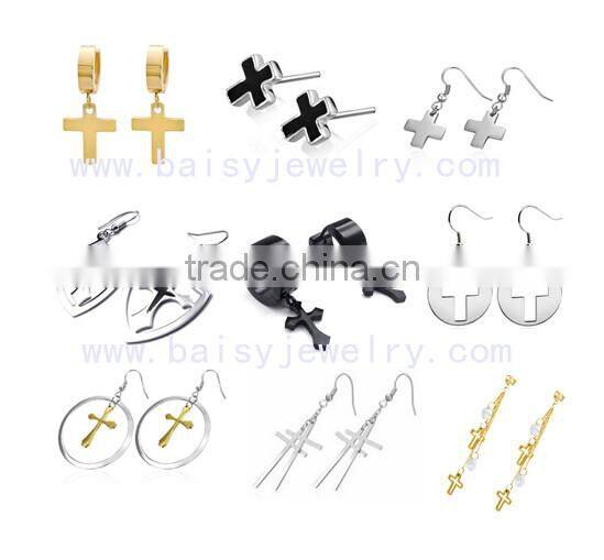 latest fashion top quality stainless steel cross diamond pendant jewelry