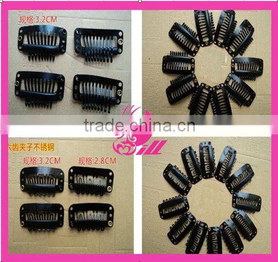 6 teeth metal hair clips hair extension 2.8cm snap clips for hair extension