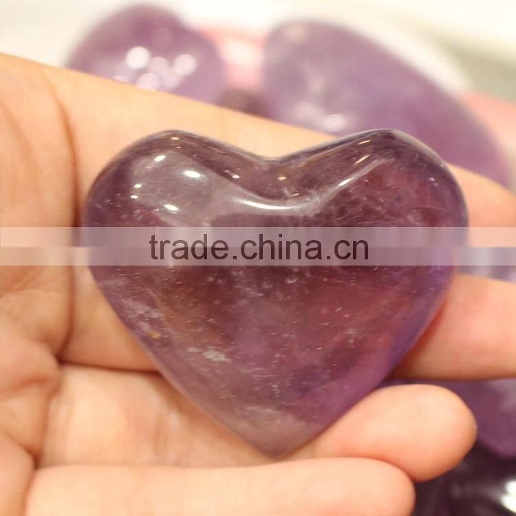 Natural carved amethyst heart shape quartz crystal stone hearts for gift