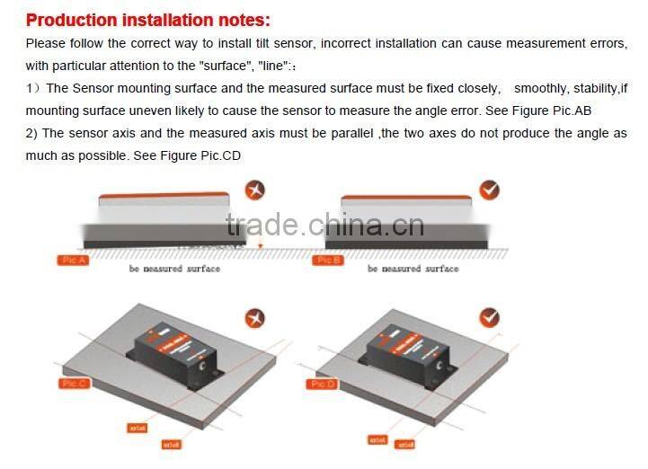 standard single axis inclinometer, clinometer, clination sensor Output through serial interface RS232 ,RS485 or TTL.