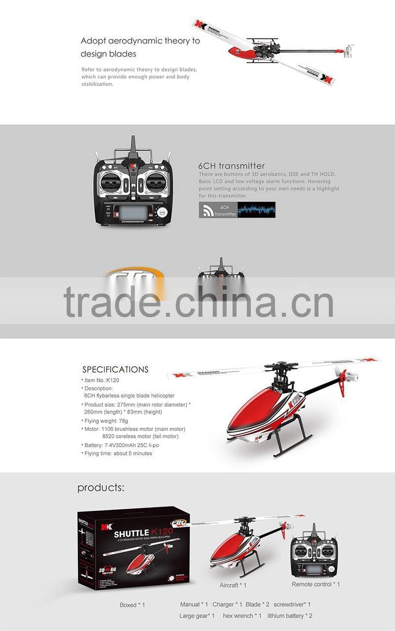 China factory XK 6CH 3D 6G system rc helicopter toys brushless motor rc helicopter