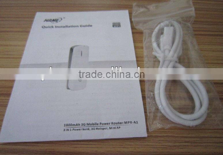 HAME MPR- A1 150Mbps 3G WiFi Router,3G Router Built-in1800mAh Lithium Battery portable power bank 3g wifi router