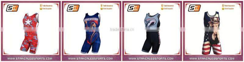 Stan Caleb new arrival custom your own design sublimation camo wrestling suit, wrestling singlets