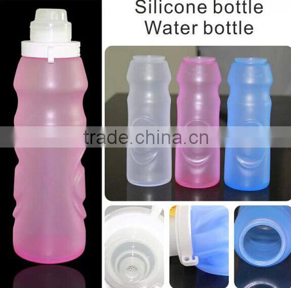 BPA free heat resistant collapsible silicone bottle food grade reusable fodable bottle