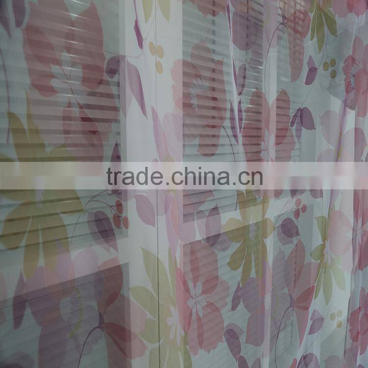 Newest French 100% polyester printed voile curtain fabric with different color