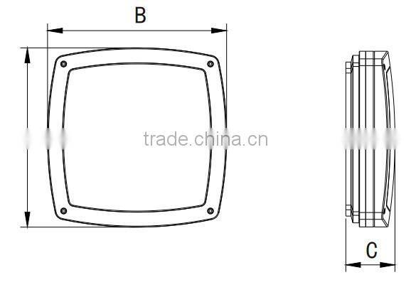 Singapore, 20W, 300x300mm Waterproof Flush Mount LED Ceiling Lite, Surface Mount Square IP65 LED Ceiling Light