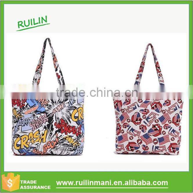 New Hot Sales Women's Scrawl Handbag Canvas Tote Bag For Vacations