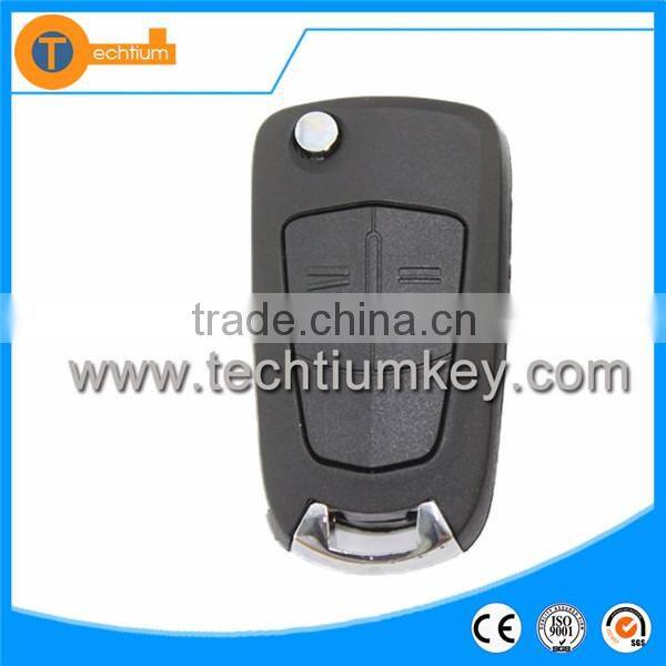hot selling black 2 button folding remote key fob with right blade black color without logo for opel mokka antara