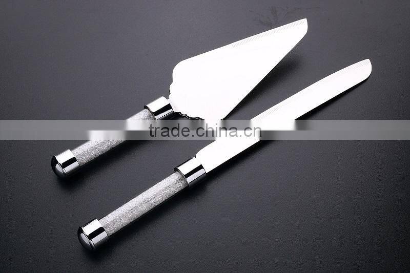 Elegant chinese steel knife cake set diamond for wendding party